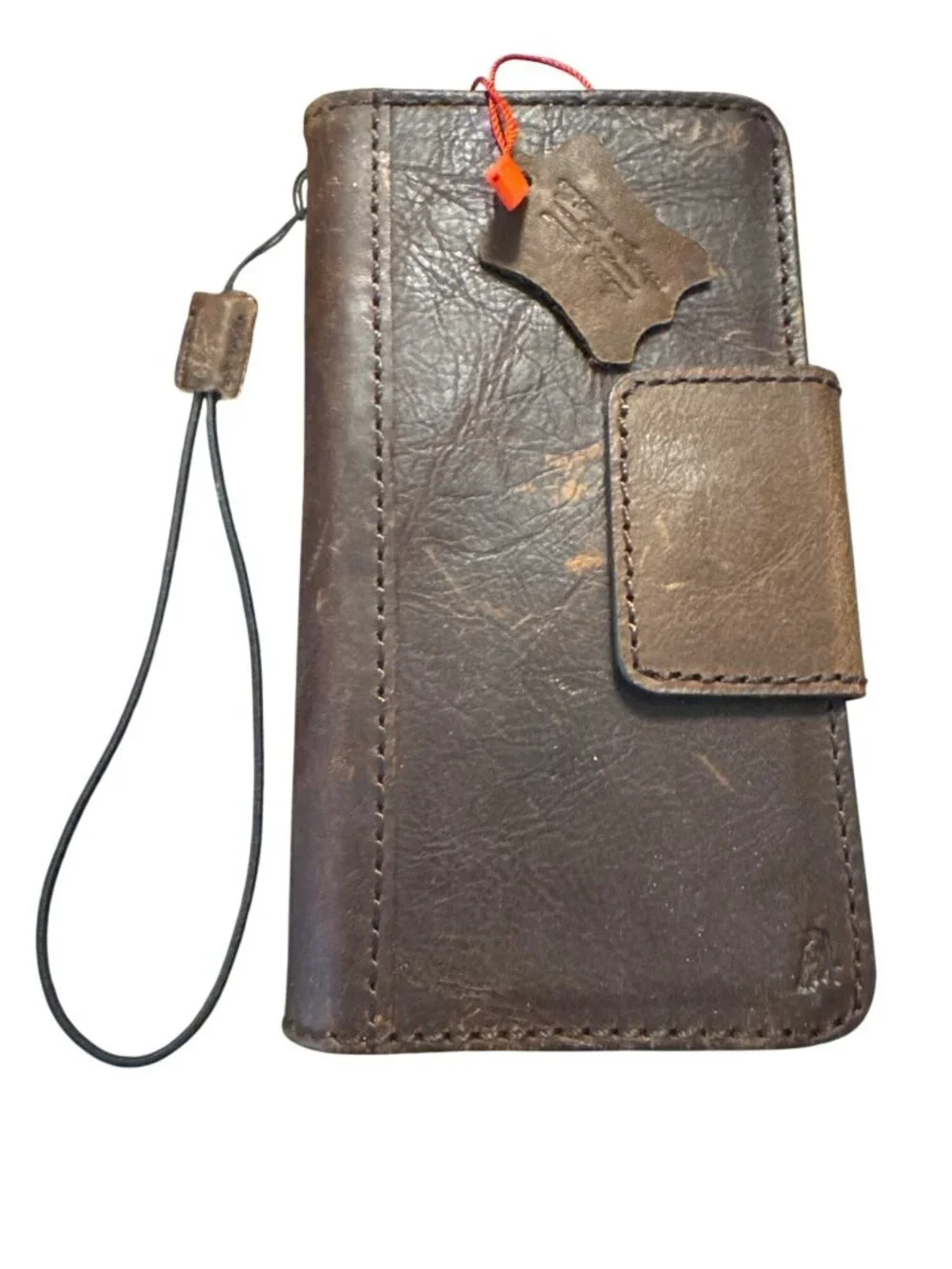 DavisCase 1948 NEW Distressed Brown Genuine Leather Wallet Phone Case